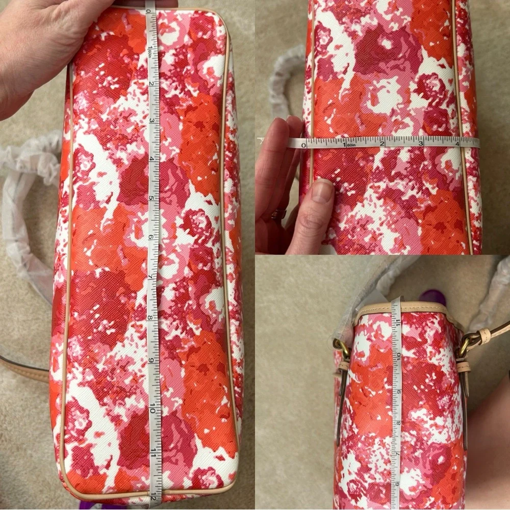 Coach Red and Pink Payton Floral Print Zip Top Tote Bag MSRP $328 - Picture 12 of 16